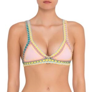KIINI | Bea Bikini Top 34B - 36C Medium Light Pink Crochet Bandeau Swim Top